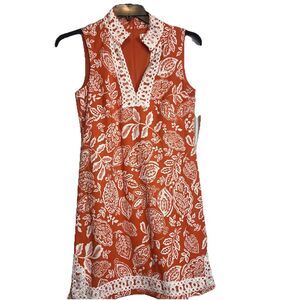 ELIZA J Collared sleeveless shift dress orange floral NWT MSP $118 size 8